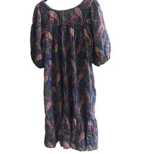 Vintage Floral Layered Hem Midi Nap Gown Size Large
